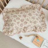 BuLuTu pink floral muslin toddler pillowcase with breathable soft fabric for comfort.