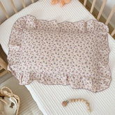 BuLuTu purple floral muslin pillowcase crib 14x20 with breathable fabric for gentle comfort