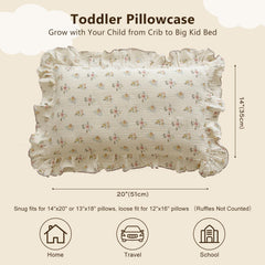 BuLuTu soft muslin pillowcase with animal prints for crib decor