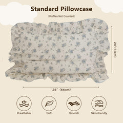 BuLuTu toddler standard 26x20 pillowcase in blue floral, ideal for kids' beds.