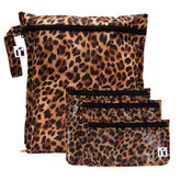 Bumkins Roamio leopard waterproof wet bag keeps damp items contained on travel