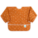 Bumkins Sleeved Bib Boho Orange front view shows full-meal protection for mess-prone eaters.