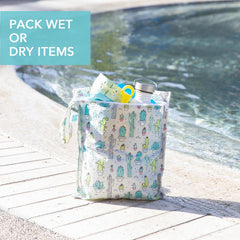 Bumkins wet bag cactus pattern folded for compact packing