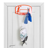 Bundaloo basketball hamper over the door backboard for quick, kid-friendly room organization.
