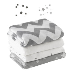 Bunnikins and Clover muslin swaddle blanket fully wrapped for newborn comfort