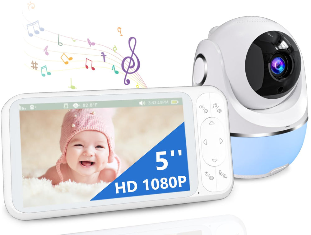Buradin 1080P baby monitor front view for easy nursery setup and monitoring.
