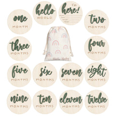 Burbell 3D milestone discs in green for timeless baby photos.