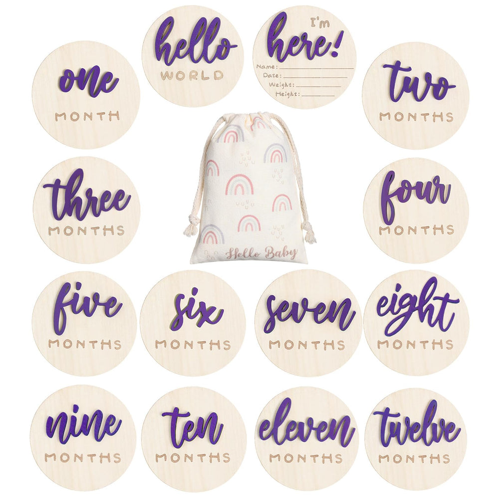 Burbell 7-pack 3D milestone discs front view for newborn photography.