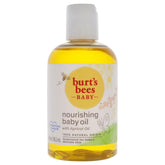 Burt's Bees Baby Oil bottle pour highlights apricot scent for gentle hydration.