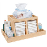 Busidhji diaper caddy front view with spacious main compartment for quick diaper access.