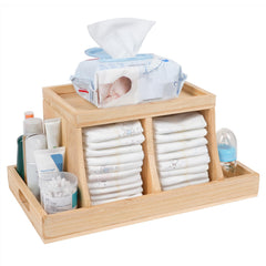 Busidhji diaper caddy front view with spacious main compartment for quick diaper access.