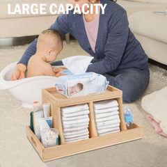 Busidhji diaper caddy top view shows removable dividers for interior customization.