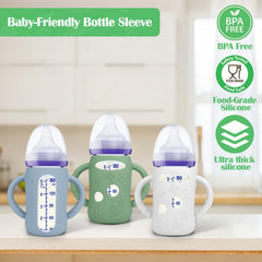 BUSOHA anti-drop sleeve fits Lansinoh wide-neck glass bottles for safety.