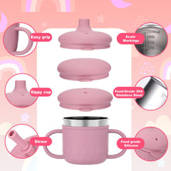 BUSOHA food-grade stainless steel sippy cup ensures safe, durable sipping.