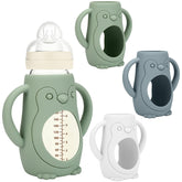 BUSOHA MAM 9oz glass bottle sleeve shields the bottle from impact.