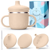 BUSOHA stainless steel toddler sippy cup 8oz, spill-proof design for mess-free outings.