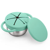 BUSOHA stainless steel toddler snack cup with spill-proof lid prevents messes