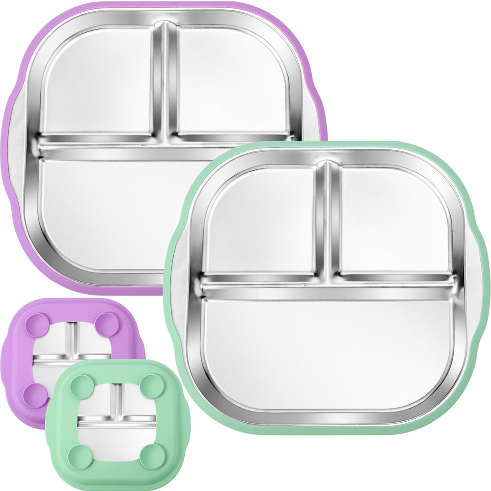BUSOHA suction plate on table keeps meals tidy for toddlers.