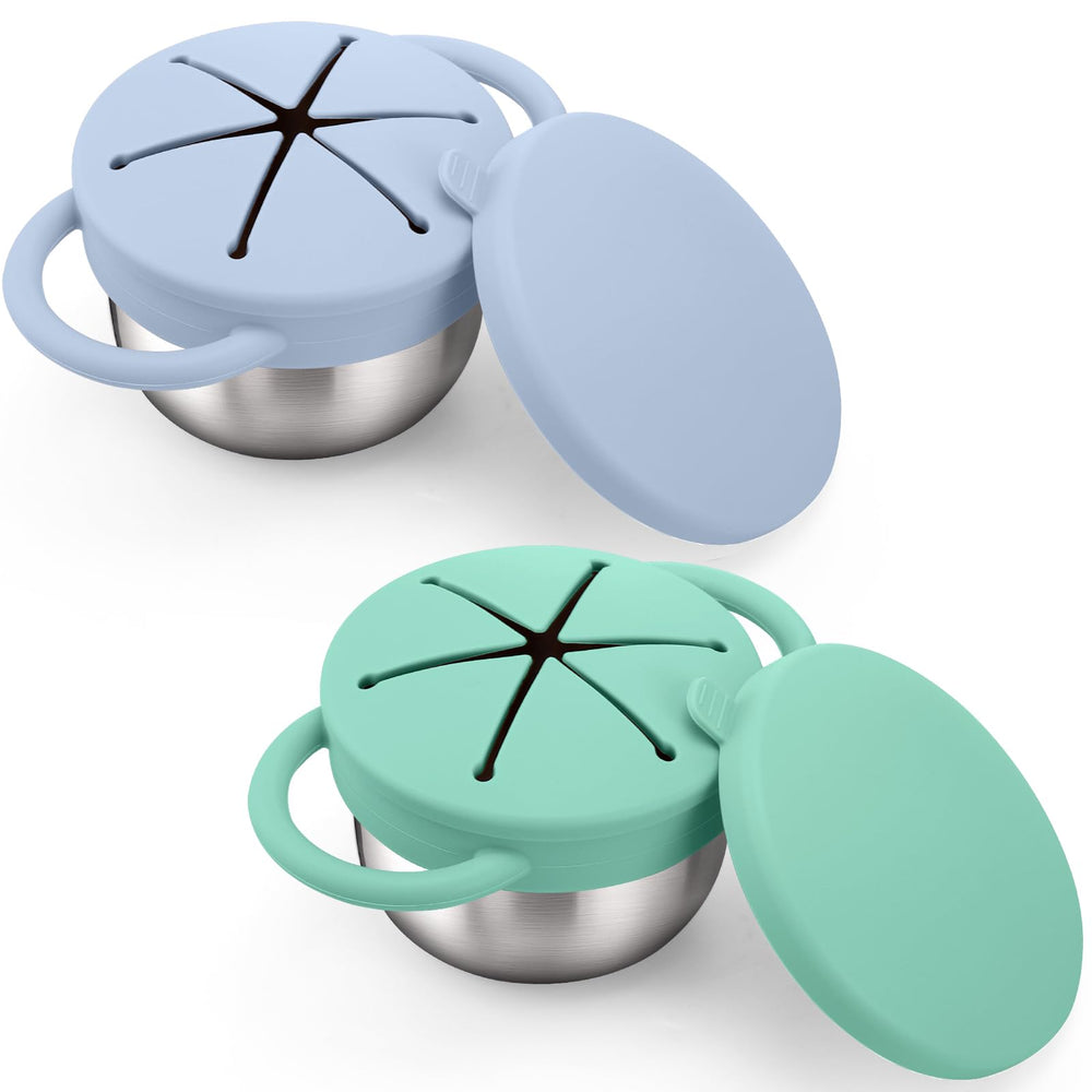 BUSOHA two-pack snack cups with 9 oz capacity reduce spills during snack time