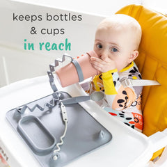Busy Baby Bottle Bungee pewter close-up shows silicone material