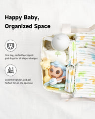 BuyCard Floral Bbay Quilt-Detail Fabric adds soft texture to the nursery storage