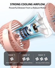 BuyWoo portable stroller mini fan USB-rechargeable for easy charging anywhere.
