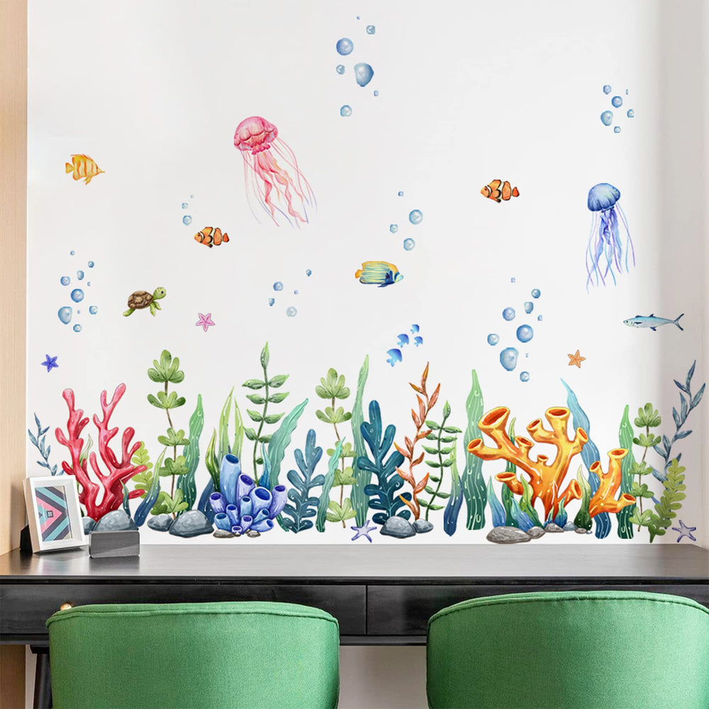 BWCXXZH Under The Sea coral reef wall stickers brighten kids' room decor