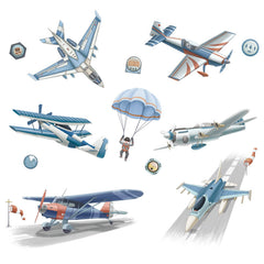 BWCXXZH watercolor fighter aircraft wall sticker sparks imaginative play for kids