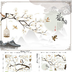BWCXXZH White cherry blossom wall sticker brightens living rooms with a delicate, nature-inspired touch.