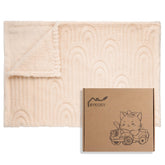 BYKOSY Ultra Soft fleece blanket rainbow beige front view, cuddly texture for naps