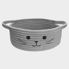 BYLSSNUK cat toy basket with cat-face design keeps toys tidy and stylish