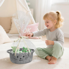 BYLSSNUK storage basket doubles as a desk organizer for remotes and small items
