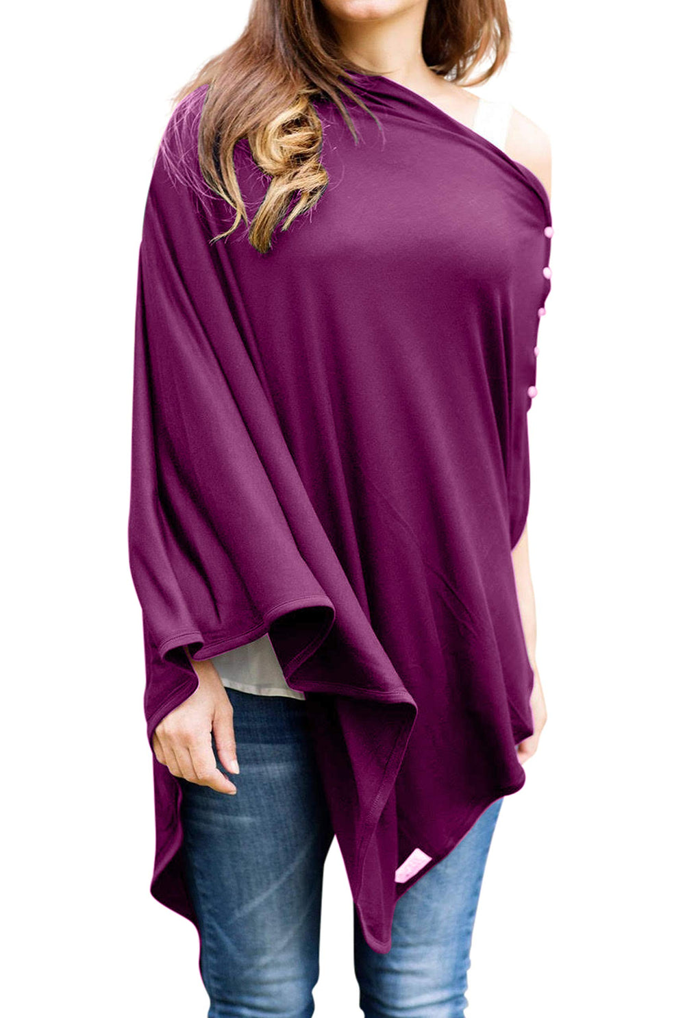 Byrd & Blume nursing cover in aubergine provides breathable wrap for discreet feeding.