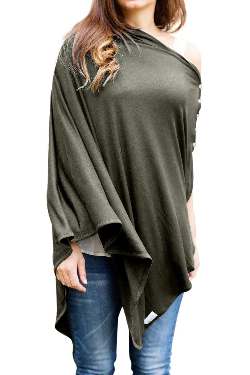 Byrd & Blume nursing cover in olive with full 360° coverage for discreet feeding