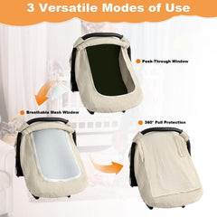 C COMCROSFLY Wheat car seat cover showing secure snap fasteners