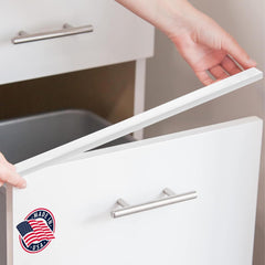 Cabinet Hero Slimline edge protector on cabinet front guards against chipping.