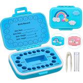 Caffox tooth holders for kids blue with 20-slot keepsake design for lost teeth