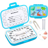 Caffox tooth keepsake box with dinosaurs pattern for organized baby teeth storage.
