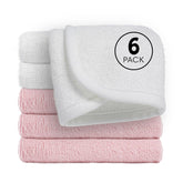 Cagreex reusable baby washcloths 6-pack, soft 10x10 inch towels for gentle baths.