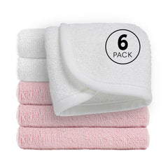 Cagreex reusable baby washcloths 6-pack, soft 10x10 inch towels for gentle baths.