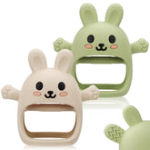 CAHILON bunny teether mitten 2-pack helps soothe gums on the go.
