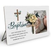 CAIFZ Baptism frame with bouquet, perfect keepsake for christening memories.
