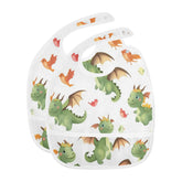 Caikeny dragon watercolor bird bib with pocket catches spills during meals.