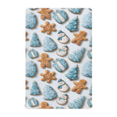 Caikeny fitted crib sheet with watercolor gingerbread and blue snowflake pattern adds cozy nursery charm.