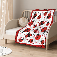 Caimizogojocrz Ladybug Baby Blanket folded demonstrates compact travel-friendly design
