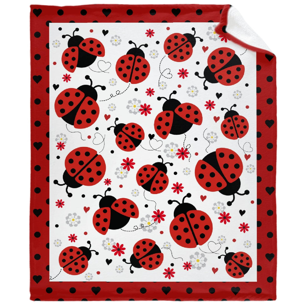 Caimizogojocrz Ladybug Baby Blanket front view showing plush fleece for all-season comfort