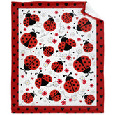 Caimizogojocrz Ladybug Baby Blanket front view showing plush fleece for all-season comfort