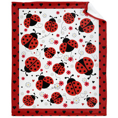 Caimizogojocrz Ladybug Baby Blanket front view showing plush fleece for all-season comfort