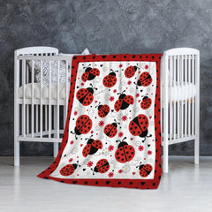 Caimizogojocrz Ladybug Baby Blanket on couch highlights indoor versatility