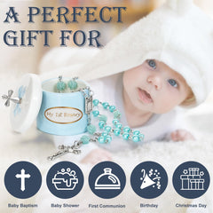 CalabasasMade My First Blue Rosary and Keepsake Box: silver cross centerpiece for sacred moments
